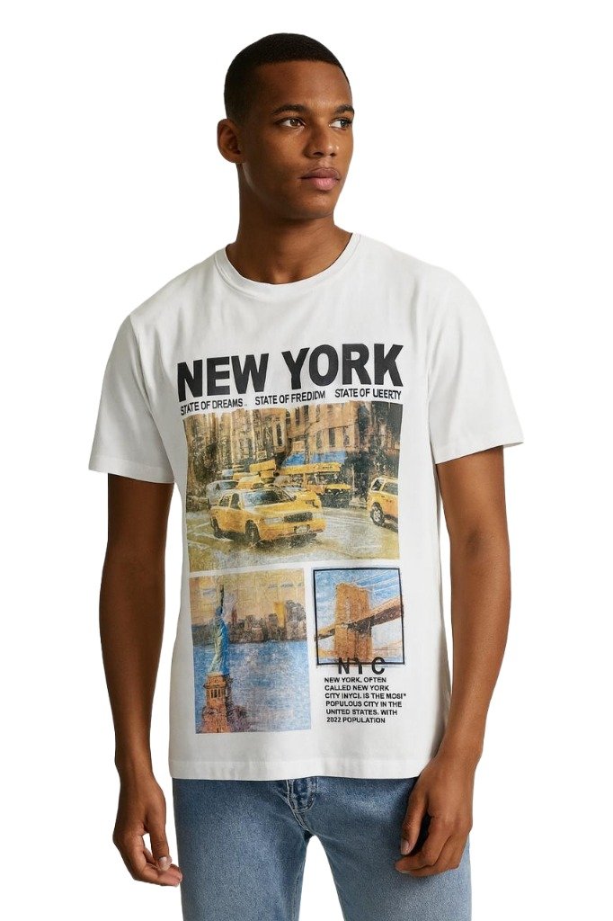 White Newyork Men's T-Shirt - Image 1