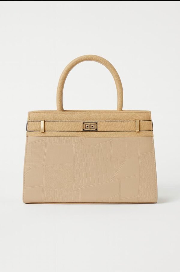 Elegant Ladies Croc-Embossed Leather Handbag with Gold Hardware - Image 29