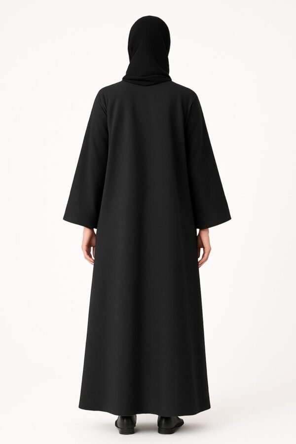 Elegant Black Embroidered Abaya with Minimal Bead Detailing – Premium Modest Fashion - Image 3