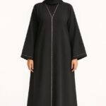 Elegant Black Minimal-Stitch Abaya – Classic Modest Wear with Refined Detailing