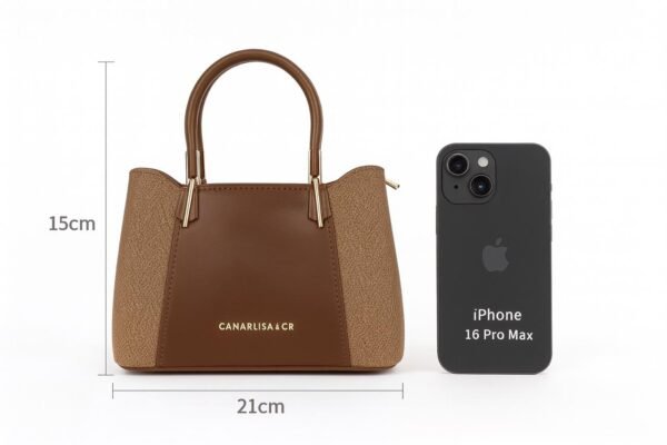 Elegant Ladies Faux Leather Handbag with Gold Accents and Logo - Image 24