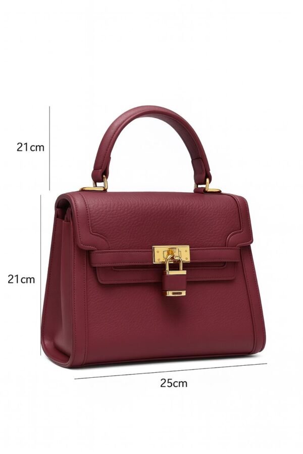 Elegant Ladies Leather Handbag with Gold Lock and Premium Detailing - Image 24