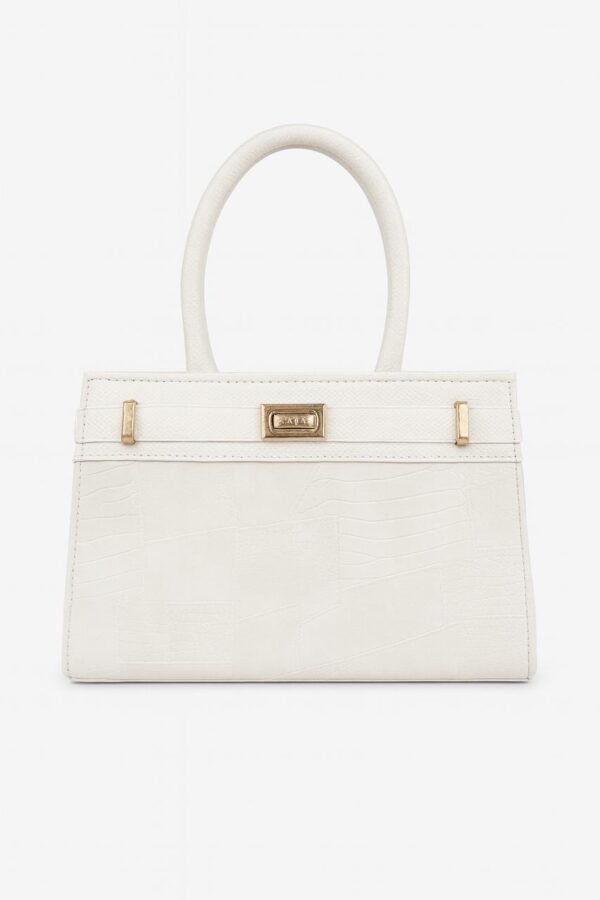 Elegant Ladies Croc-Embossed Leather Handbag with Gold Hardware - Image 19