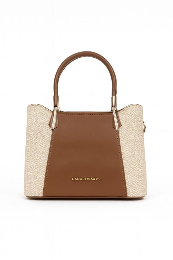 Elegant Ladies Faux Leather Handbag with Gold Accents and Logo - Image 20