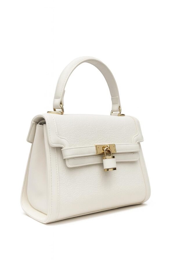 Elegant Ladies Leather Handbag with Gold Lock and Premium Detailing - Image 21