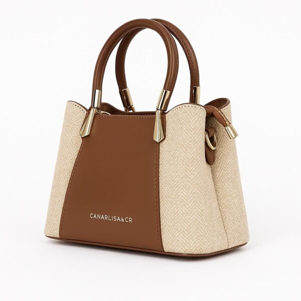 Elegant Ladies Faux Leather Handbag with Gold Accents and Logo - Image 18