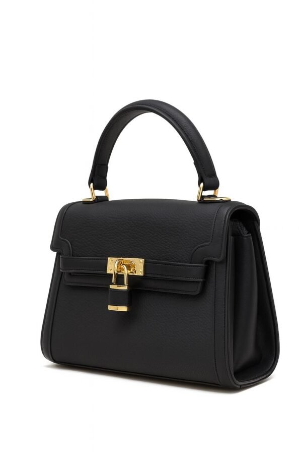 Elegant Ladies Leather Handbag with Gold Lock and Premium Detailing - Image 17
