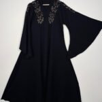 Elegant Black Embroidered Abaya with Flared Sleeves – Premium Modest Wear