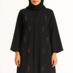 Elegant Black Embroidered Abaya with Minimal Bead Detailing – Premium Modest Fashion
