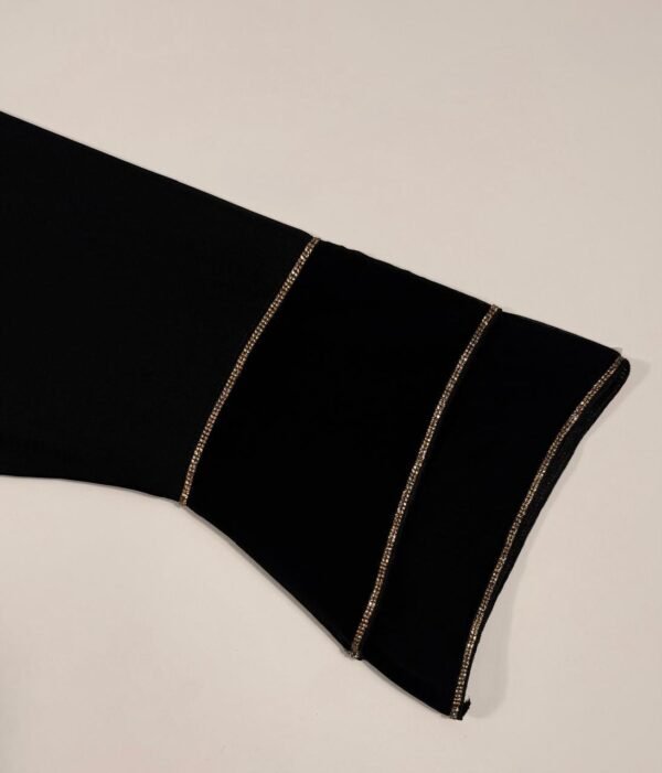 Elegant Black Flared Abaya with Golden Edge Detailing – Premium Modest Wear - Image 5