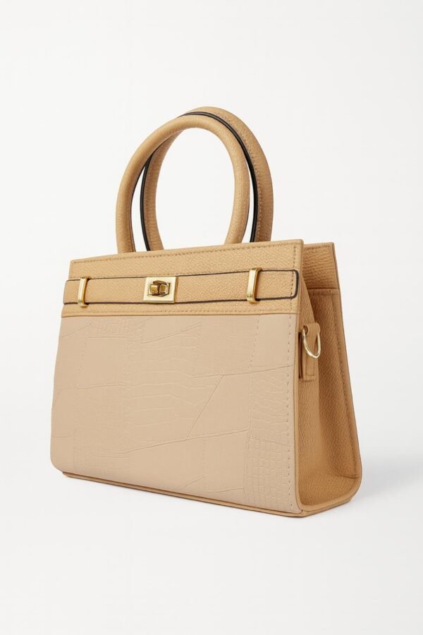 Elegant Ladies Croc-Embossed Leather Handbag with Gold Hardware - Image 28