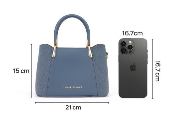 Elegant Ladies Faux Leather Handbag with Gold Accents and Logo - Image 14