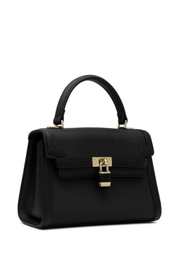 Elegant Ladies Leather Handbag with Gold Lock and Premium Detailing - Image 16