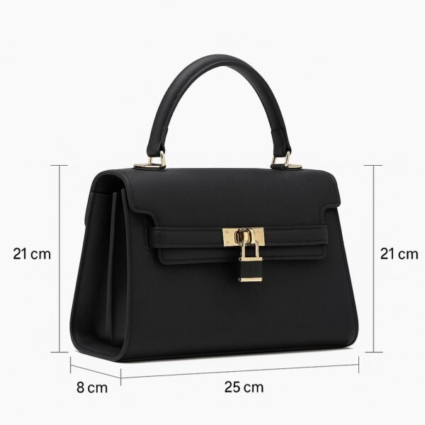 Elegant Ladies Leather Handbag with Gold Lock and Premium Detailing - Image 15