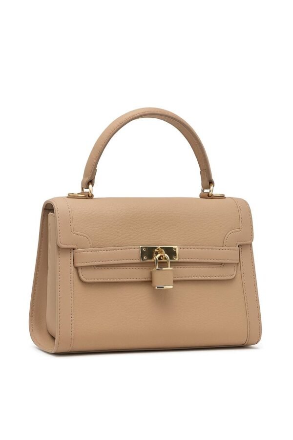 Elegant Ladies Leather Handbag with Gold Lock and Premium Detailing - Image 13