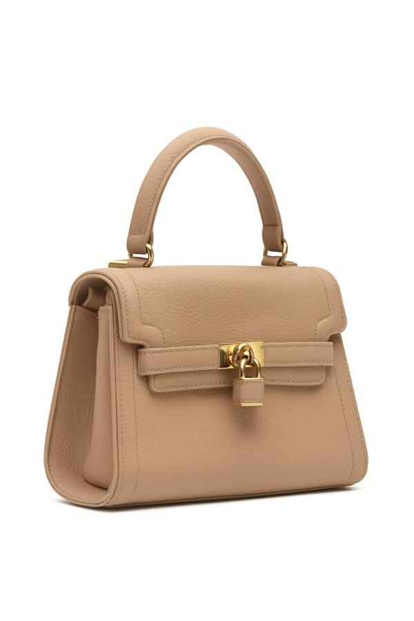 Elegant Ladies Leather Handbag with Gold Lock and Premium Detailing - Image 12