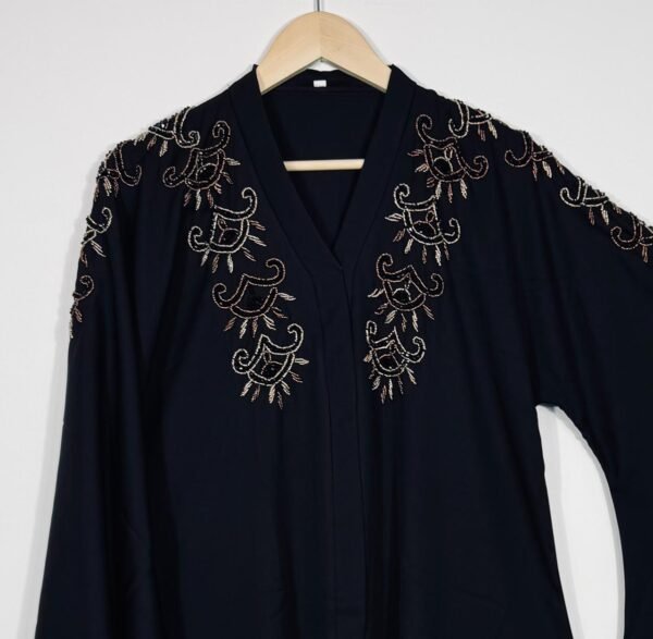 Elegant Black Embroidered Abaya with Flared Sleeves – Premium Modest Wear - Image 3