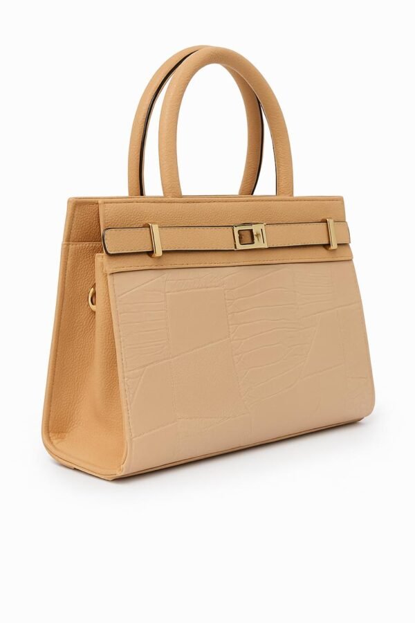 Elegant Ladies Croc-Embossed Leather Handbag with Gold Hardware - Image 27