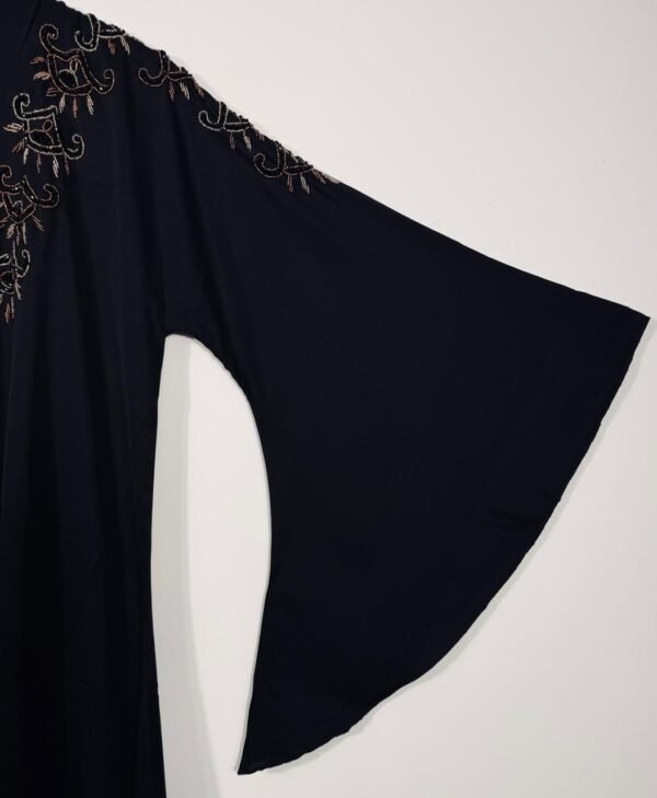 Elegant Black Embroidered Abaya with Flared Sleeves – Premium Modest Wear - Image 5