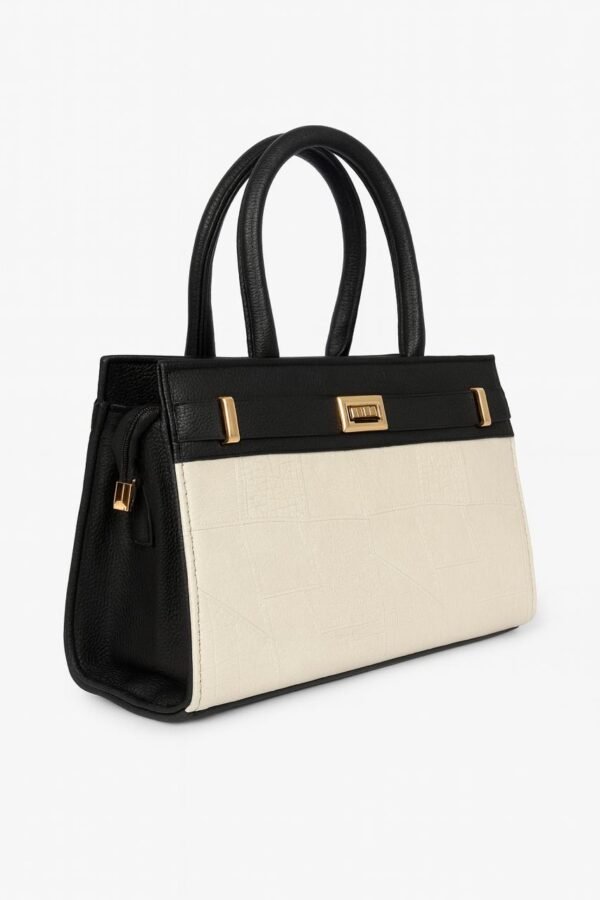 Elegant Ladies Croc-Embossed Leather Handbag with Gold Hardware - Image 24