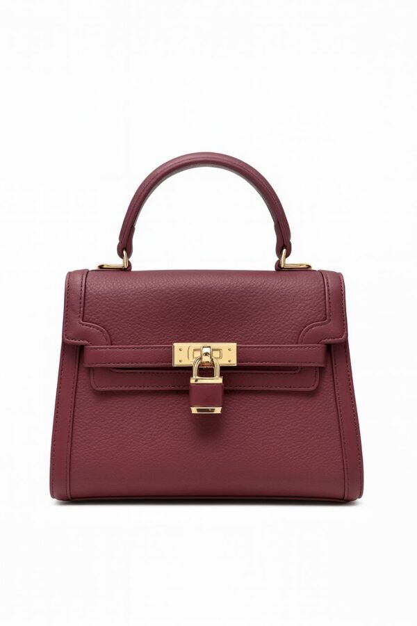 Elegant Ladies Leather Handbag with Gold Lock and Premium Detailing - Image 27