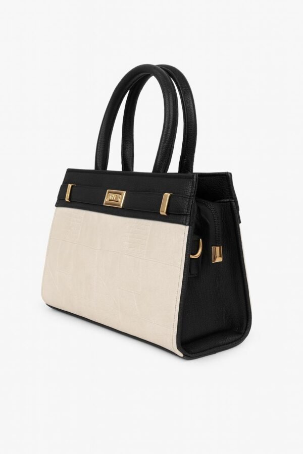 Elegant Ladies Croc-Embossed Leather Handbag with Gold Hardware - Image 23