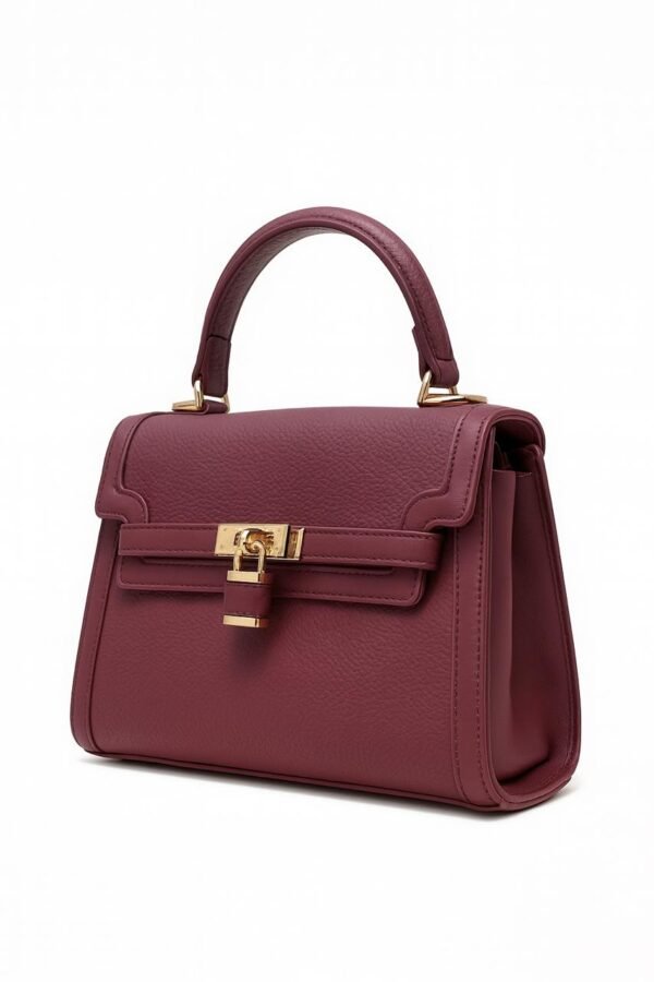 Elegant Ladies Leather Handbag with Gold Lock and Premium Detailing - Image 26