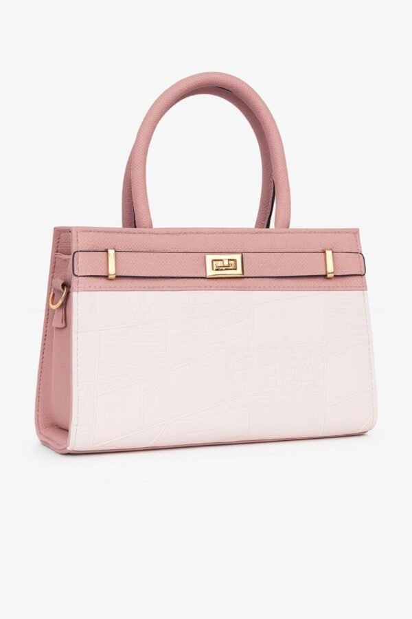 Elegant Ladies Croc-Embossed Leather Handbag with Gold Hardware - Image 22