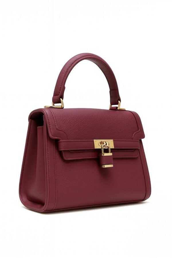 Elegant Ladies Leather Handbag with Gold Lock and Premium Detailing - Image 25